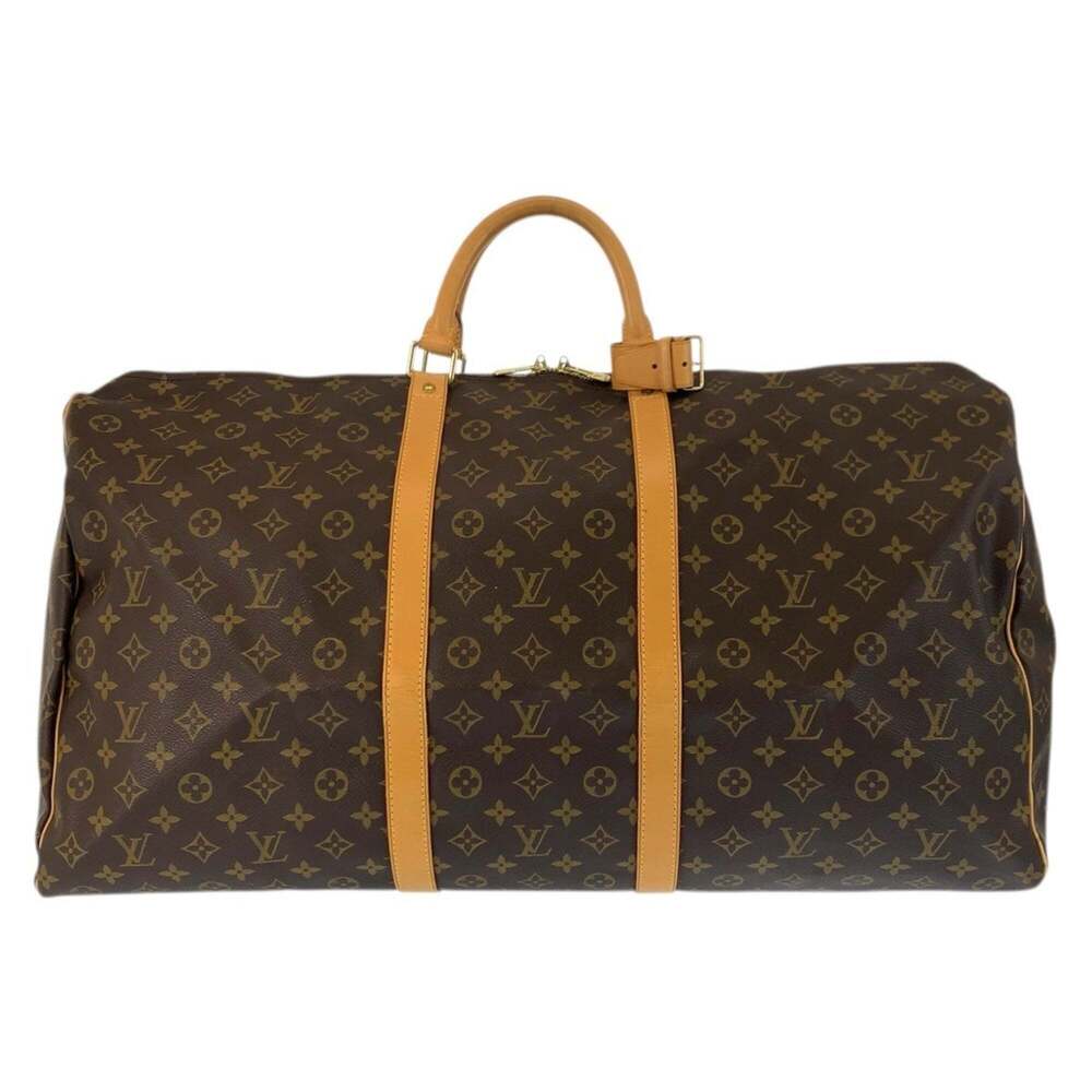 LOUIS VUITTON Authentic Brown Monogram Leather Keepall 60 Boston Bag - Picture 1 of 10